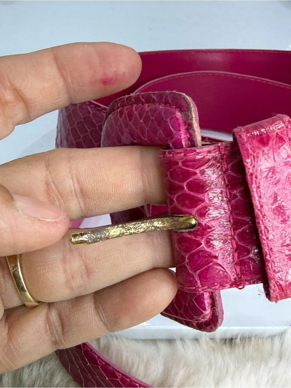 (H)Morgan Taylor Belt Vintage, 1980s-1990s Genuine snakeskin/python skin,Sz L
